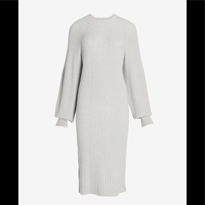 Express long sweater dress with bubble sleeves